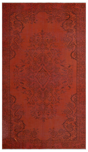 Orange Over Dyed Vintage Rug 5'3'' x 9'2'' ft 160 x 280 cm