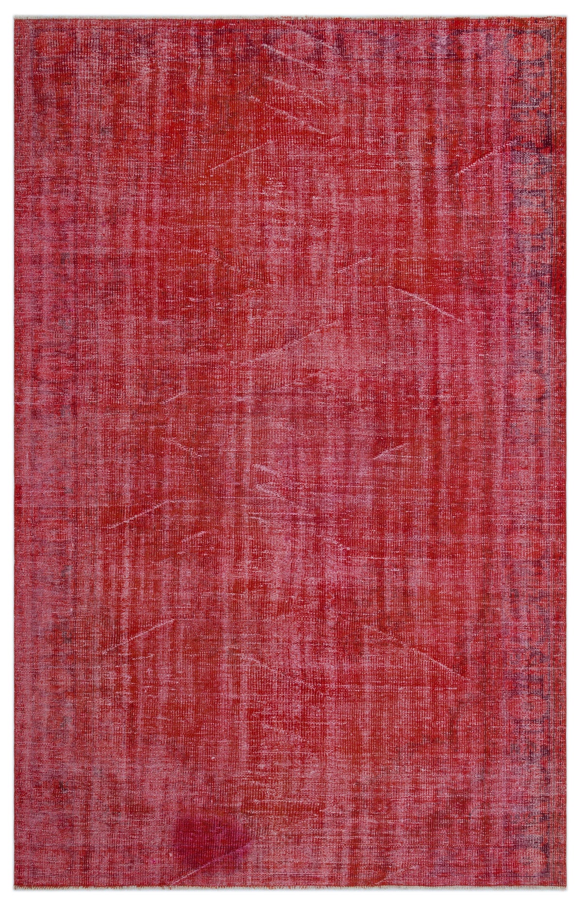 Red Over Dyed Vintage Rug 5&#39;11&#39;&#39; x 9&#39;3&#39;&#39; ft 180 x 283 cm