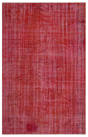 Red Over Dyed Vintage Rug 5'11'' x 9'3'' ft 180 x 283 cm