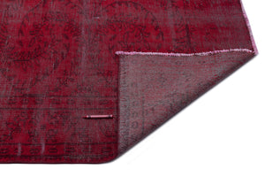Red Over Dyed Vintage Rug 6'0'' x 9'10'' ft 183 x 300 cm