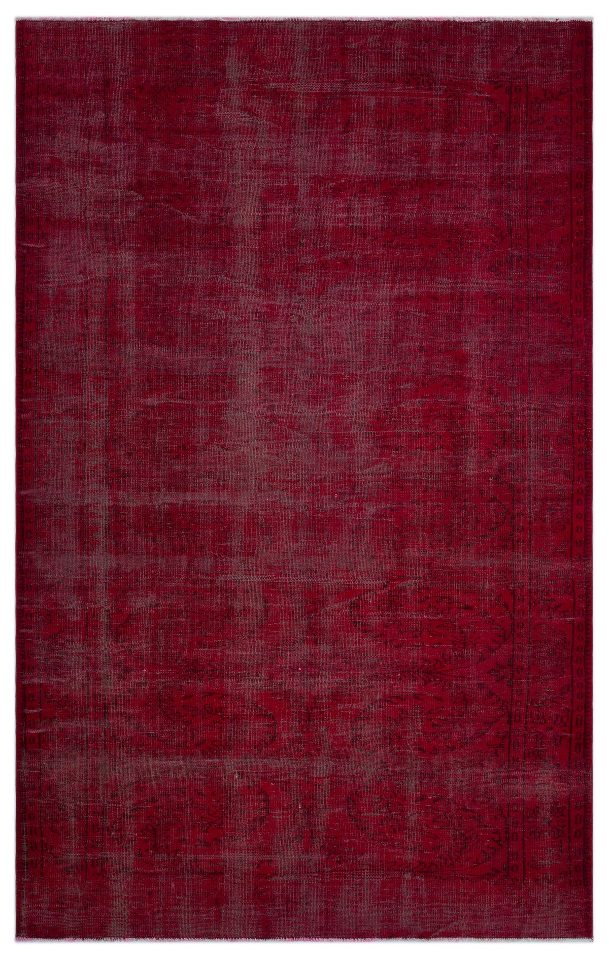 Red Over Dyed Vintage Rug 6&#39;0&#39;&#39; x 9&#39;10&#39;&#39; ft 183 x 300 cm