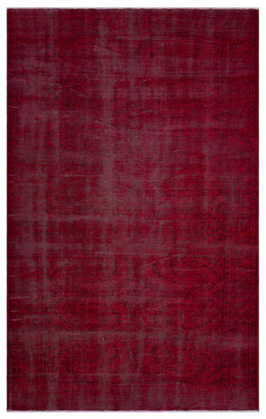 Red Over Dyed Vintage Rug 6'0'' x 9'10'' ft 183 x 300 cm