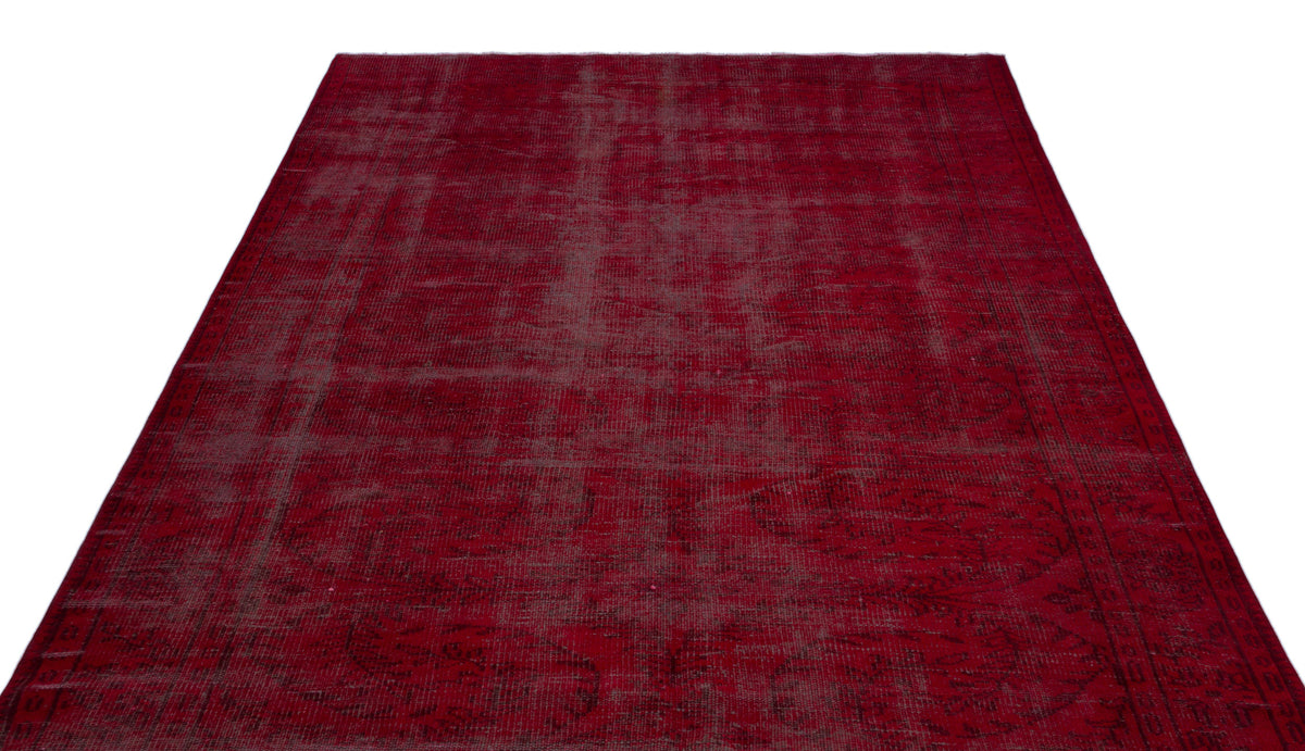 Red Over Dyed Vintage Rug 6&#39;0&#39;&#39; x 9&#39;10&#39;&#39; ft 183 x 300 cm