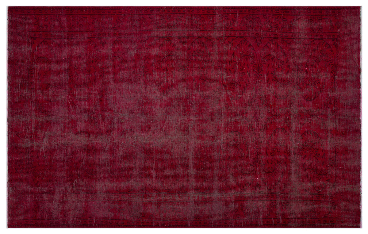 Red Over Dyed Vintage Rug 6&#39;0&#39;&#39; x 9&#39;10&#39;&#39; ft 183 x 300 cm