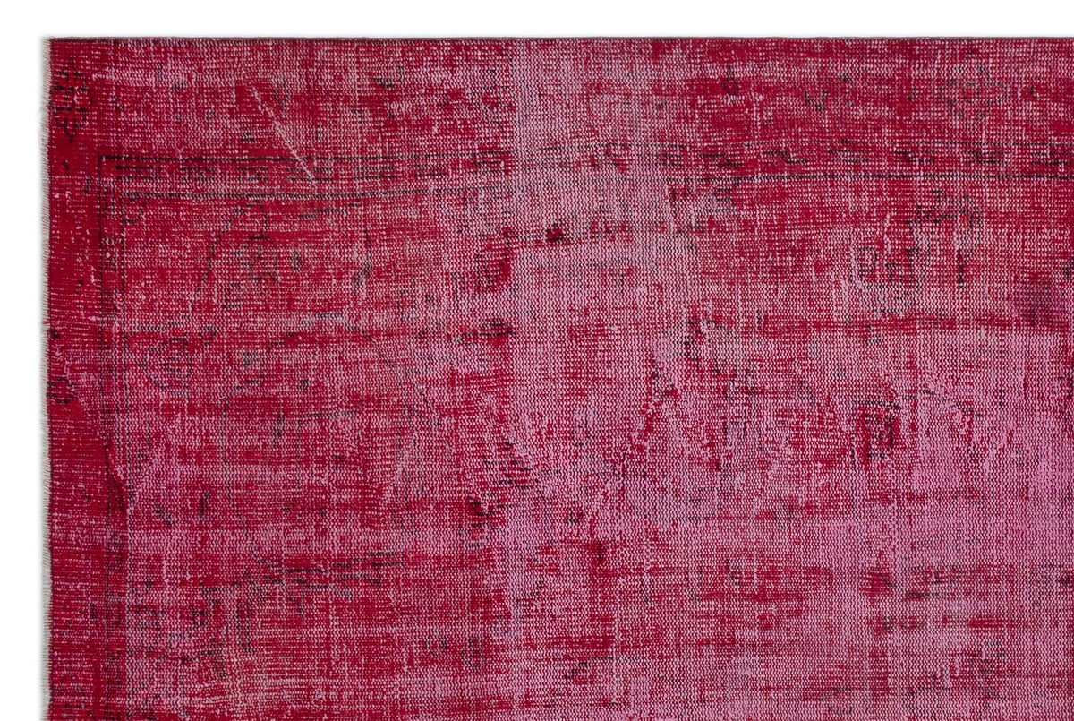 Red Over Dyed Vintage Rug 6&#39;4&#39;&#39; x 9&#39;7&#39;&#39; ft 193 x 292 cm