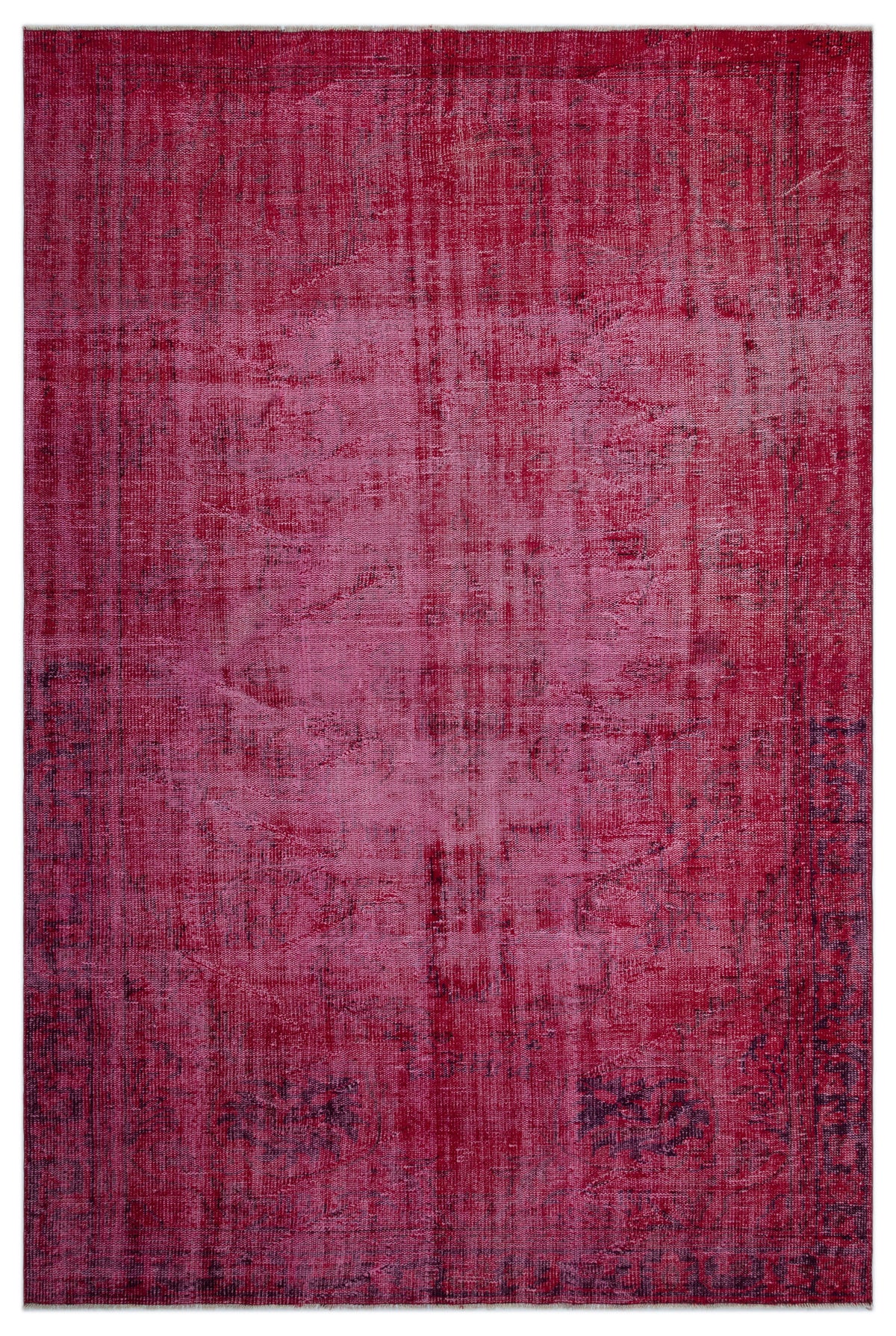 Red Over Dyed Vintage Rug 6&#39;4&#39;&#39; x 9&#39;7&#39;&#39; ft 193 x 292 cm