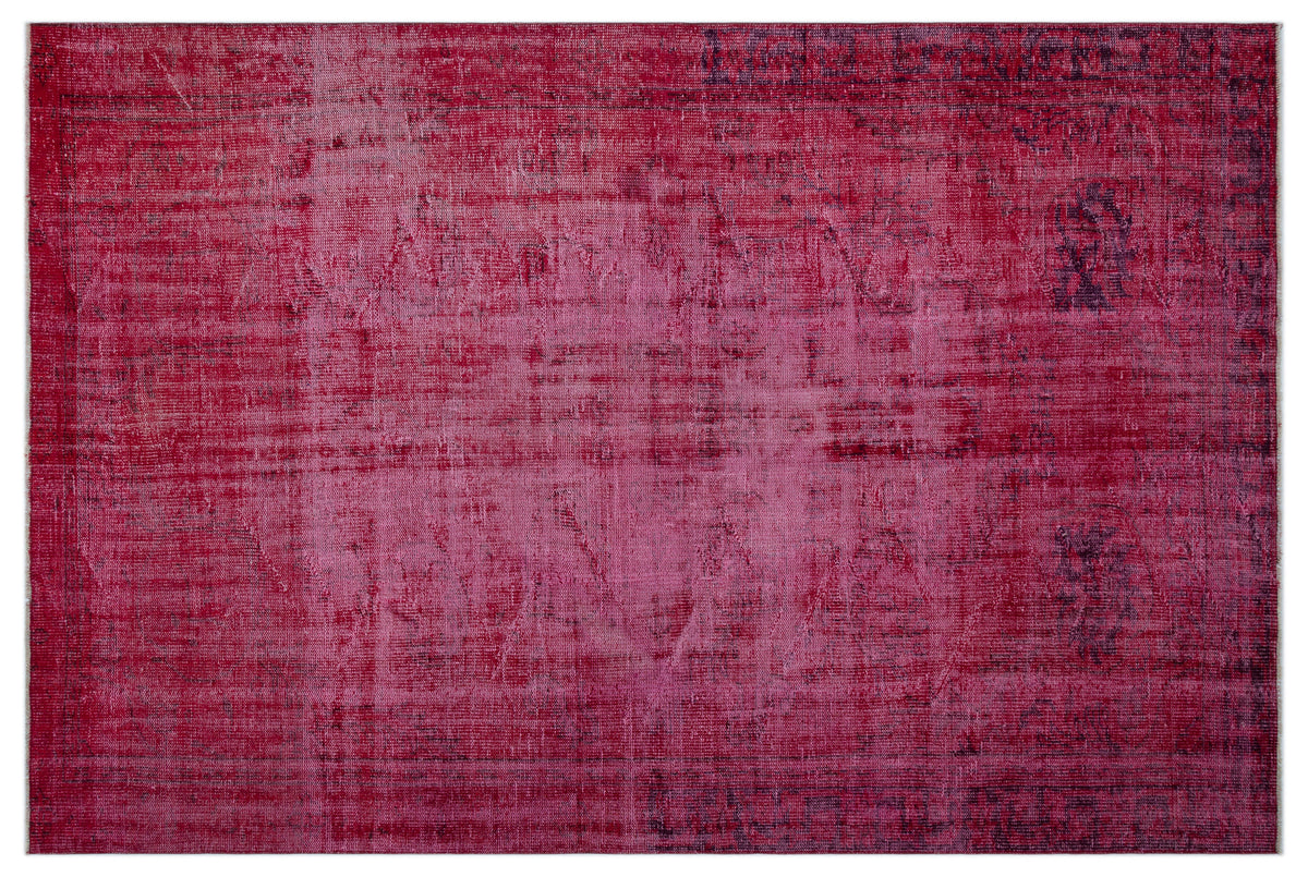 Red Over Dyed Vintage Rug 6&#39;4&#39;&#39; x 9&#39;7&#39;&#39; ft 193 x 292 cm