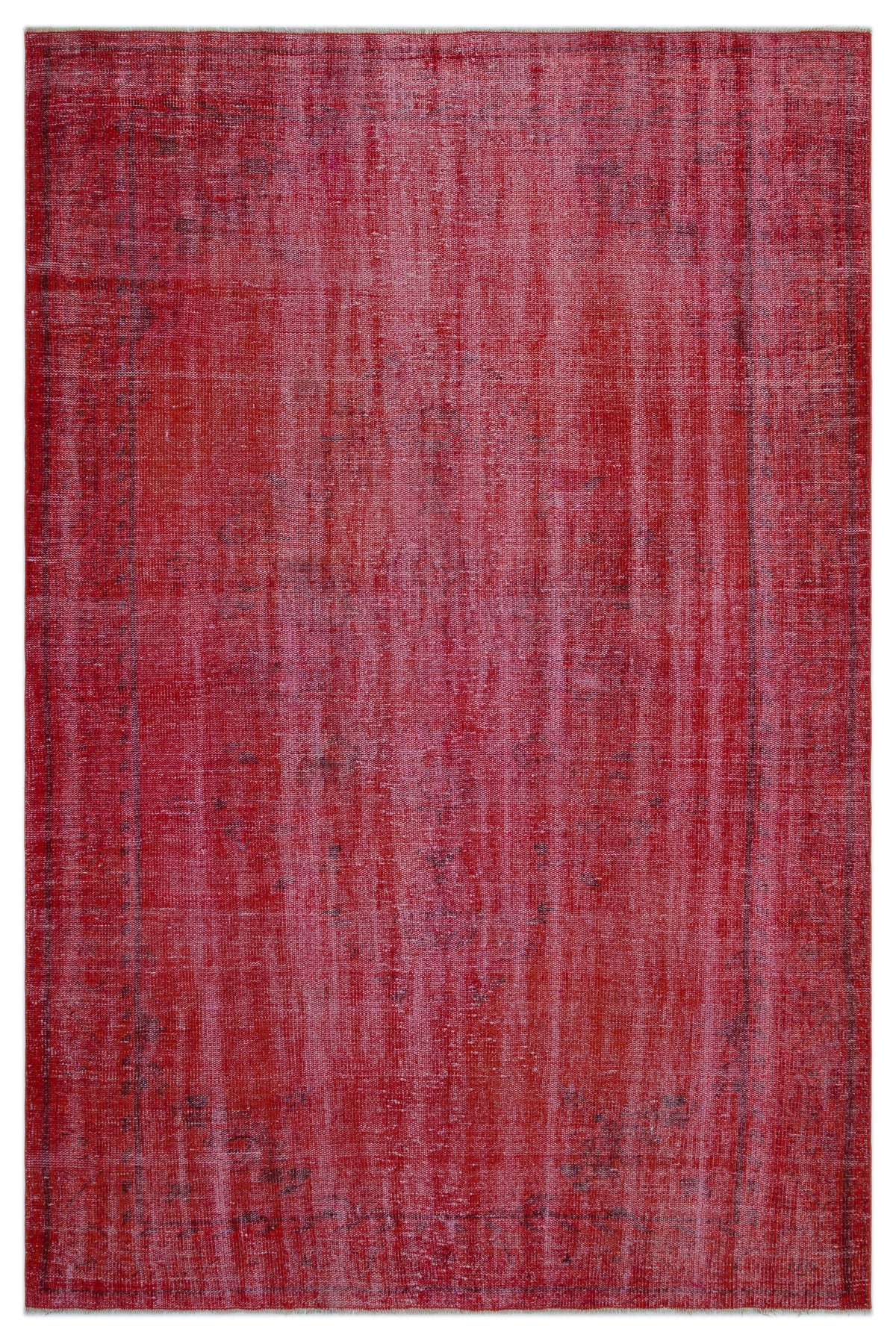 Red Over Dyed Vintage Rug 5&#39;11&#39;&#39; x 9&#39;1&#39;&#39; ft 180 x 277 cm