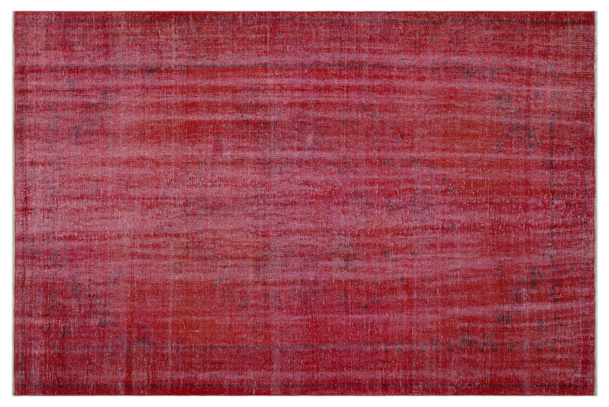 Red Over Dyed Vintage Rug 5&#39;11&#39;&#39; x 9&#39;1&#39;&#39; ft 180 x 277 cm