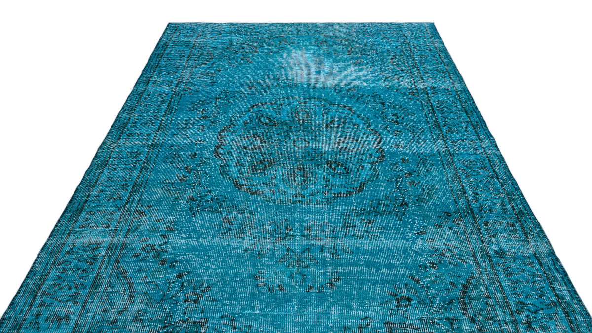 Turquoise  Over Dyed Vintage Rug 6&#39;3&#39;&#39; x 10&#39;4&#39;&#39; ft 190 x 314 cm