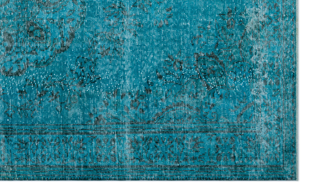 Turquoise  Over Dyed Vintage Rug 6&#39;3&#39;&#39; x 10&#39;4&#39;&#39; ft 190 x 314 cm