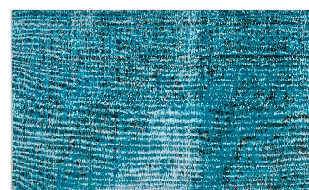 Turquoise  Over Dyed Vintage Rug 6&#39;3&#39;&#39; x 10&#39;4&#39;&#39; ft 190 x 314 cm