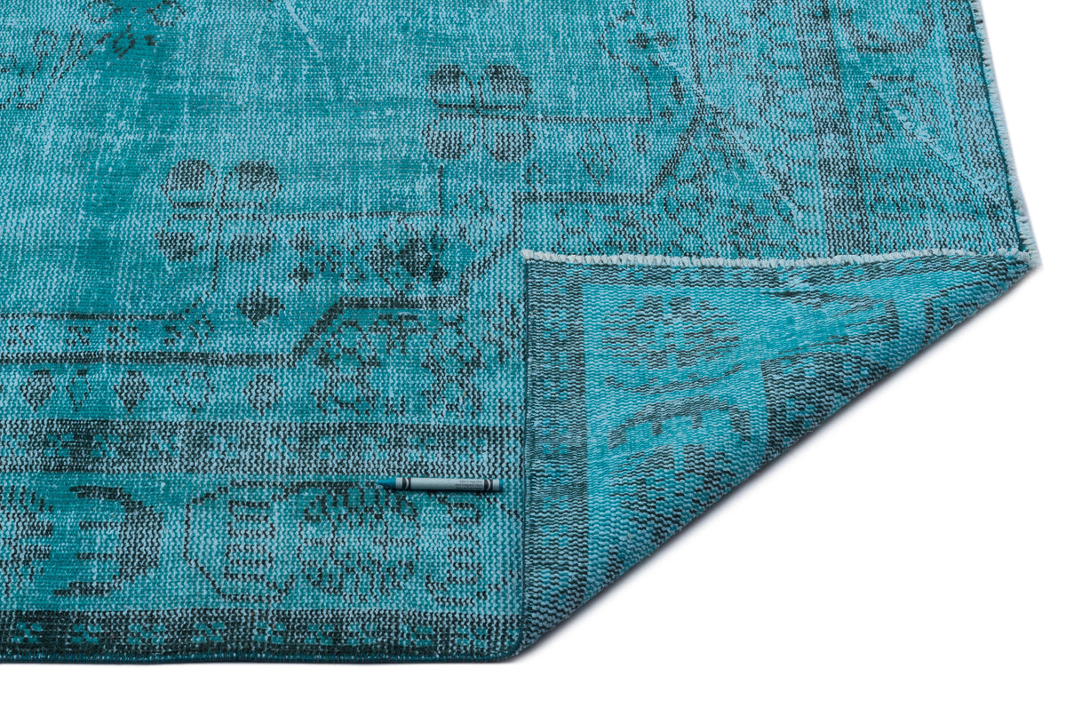 Turquoise  Over Dyed Vintage Rug 5&#39;12&#39;&#39; x 9&#39;8&#39;&#39; ft 182 x 295 cm