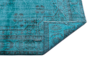Turquoise  Over Dyed Vintage Rug 5'12'' x 9'8'' ft 182 x 295 cm