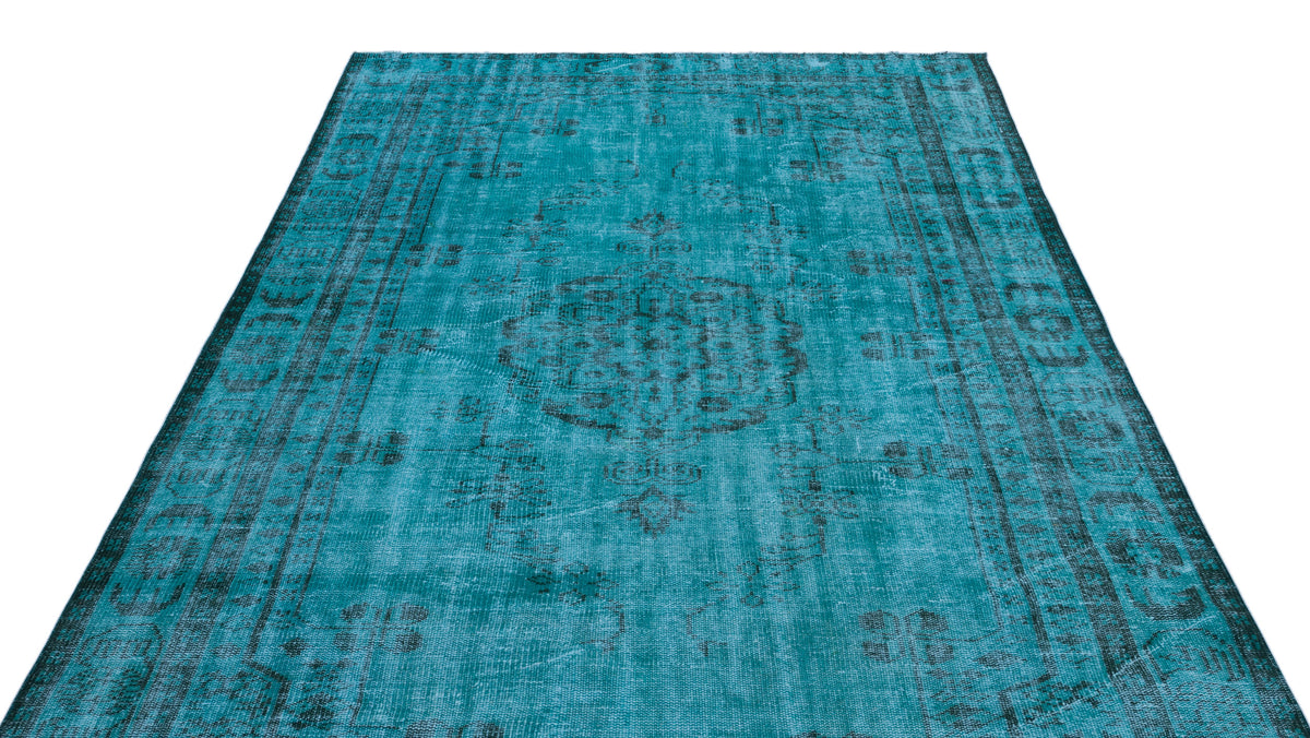 Turquoise  Over Dyed Vintage Rug 5&#39;12&#39;&#39; x 9&#39;8&#39;&#39; ft 182 x 295 cm