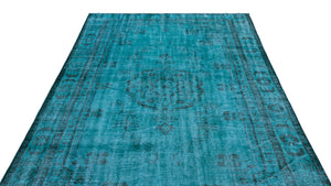 Turquoise  Over Dyed Vintage Rug 5'12'' x 9'8'' ft 182 x 295 cm