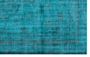 Turquoise  Over Dyed Vintage Rug 5'12'' x 9'8'' ft 182 x 295 cm