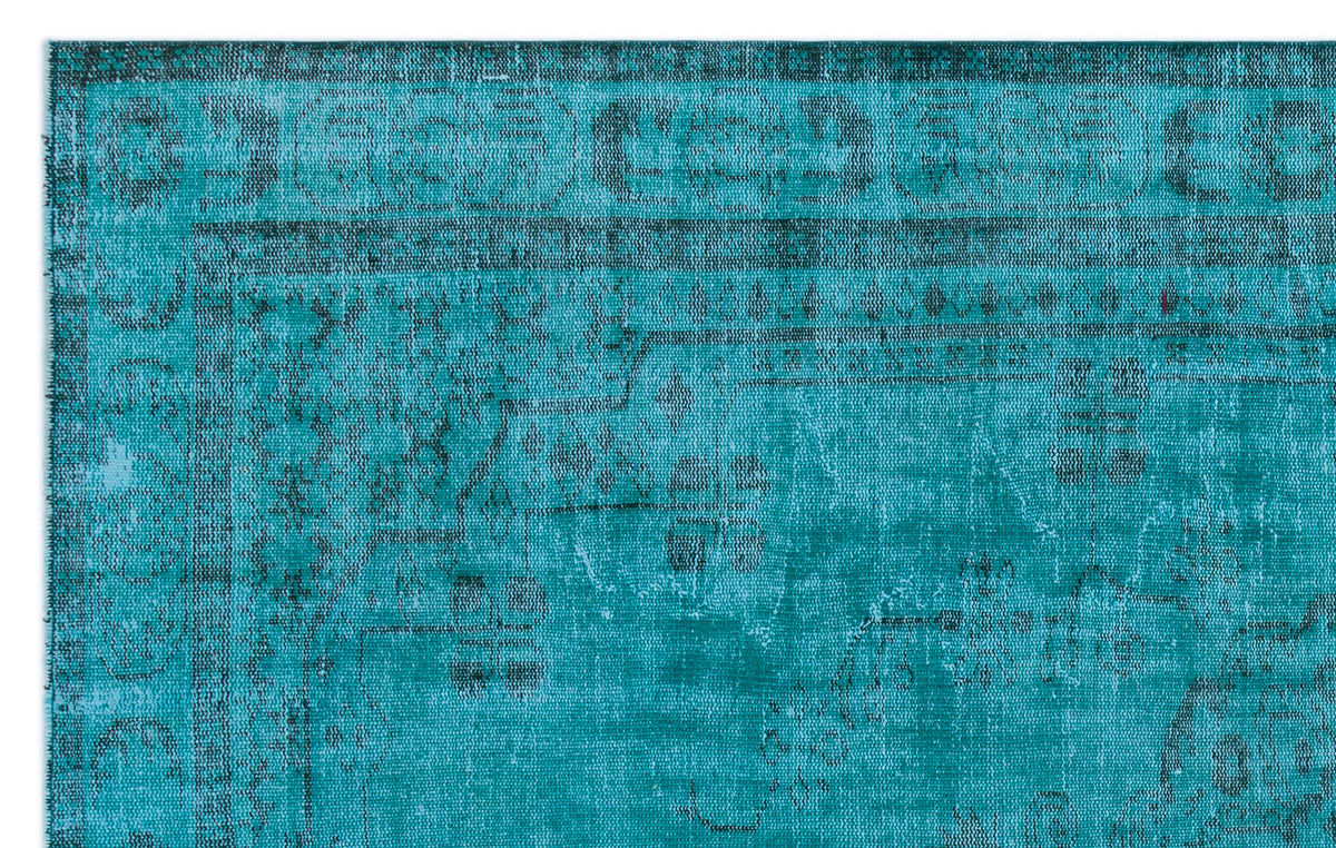 Turquoise  Over Dyed Vintage Rug 5&#39;12&#39;&#39; x 9&#39;8&#39;&#39; ft 182 x 295 cm