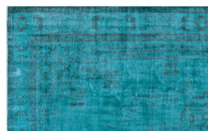 Turquoise  Over Dyed Vintage Rug 5'12'' x 9'8'' ft 182 x 295 cm