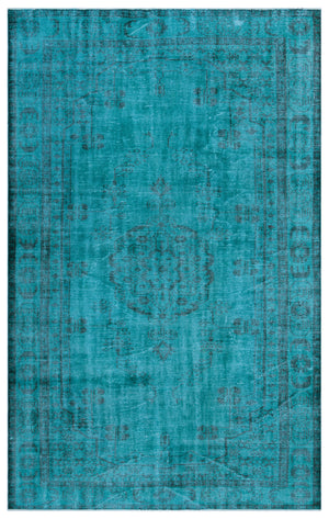 Turquoise  Over Dyed Vintage Rug 5'12'' x 9'8'' ft 182 x 295 cm