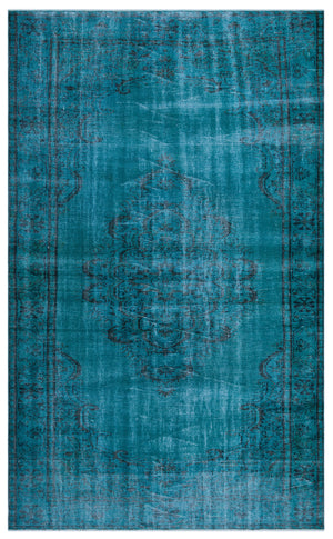 Turquoise  Over Dyed Vintage Rug 5'12'' x 9'10'' ft 182 x 300 cm