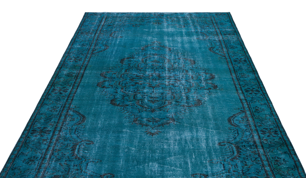 Turquoise  Over Dyed Vintage Rug 5&#39;12&#39;&#39; x 9&#39;10&#39;&#39; ft 182 x 300 cm