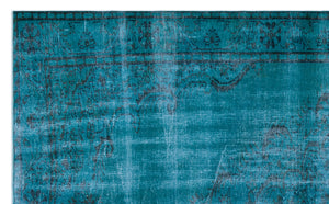 Turquoise  Over Dyed Vintage Rug 5'12'' x 9'10'' ft 182 x 300 cm
