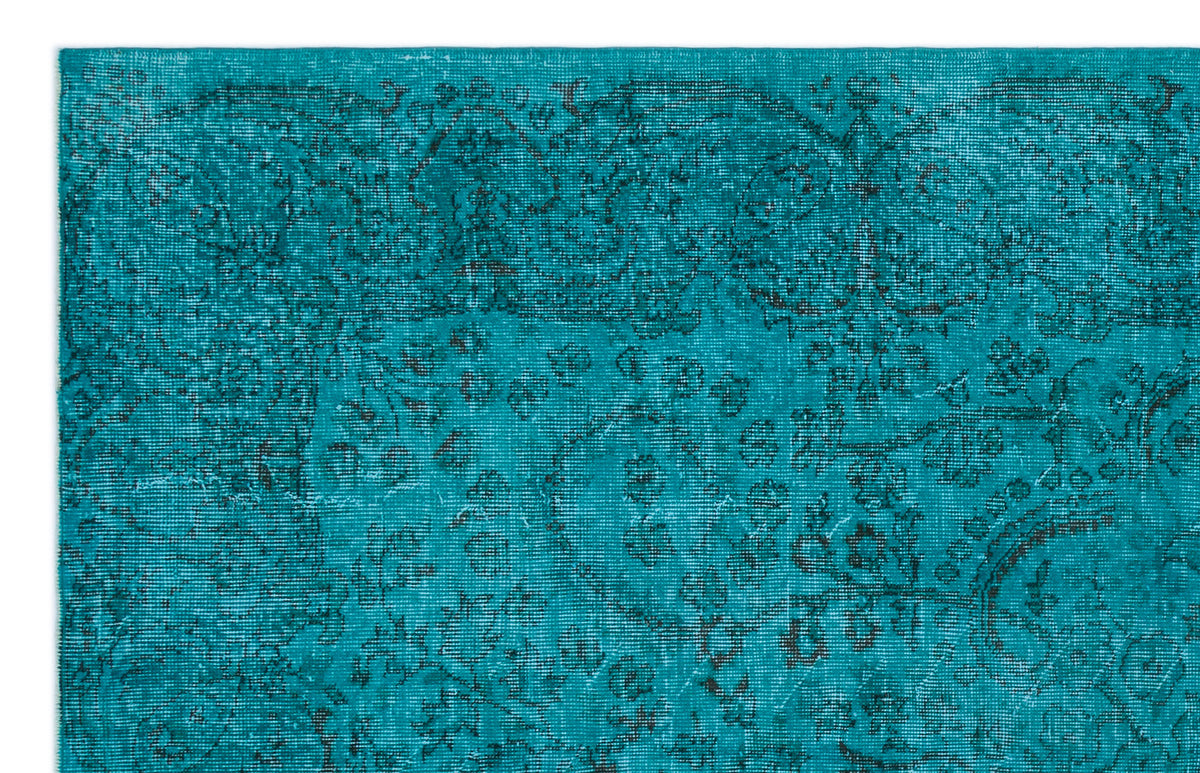Turquoise  Over Dyed Vintage Rug 5&#39;9&#39;&#39; x 9&#39;2&#39;&#39; ft 174 x 279 cm