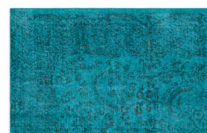 Turquoise  Over Dyed Vintage Rug 5'9'' x 9'2'' ft 174 x 279 cm