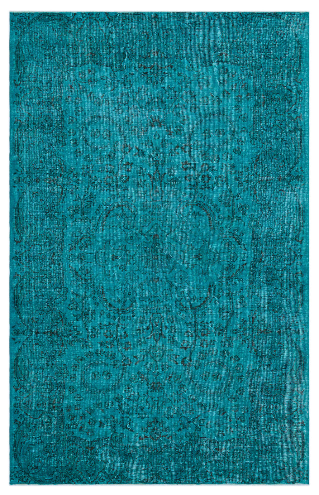 Turquoise  Over Dyed Vintage Rug 5'9'' x 9'2'' ft 174 x 279 cm