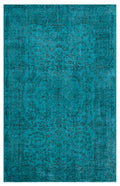 Turquoise  Over Dyed Vintage Rug 5'9'' x 9'2'' ft 174 x 279 cm