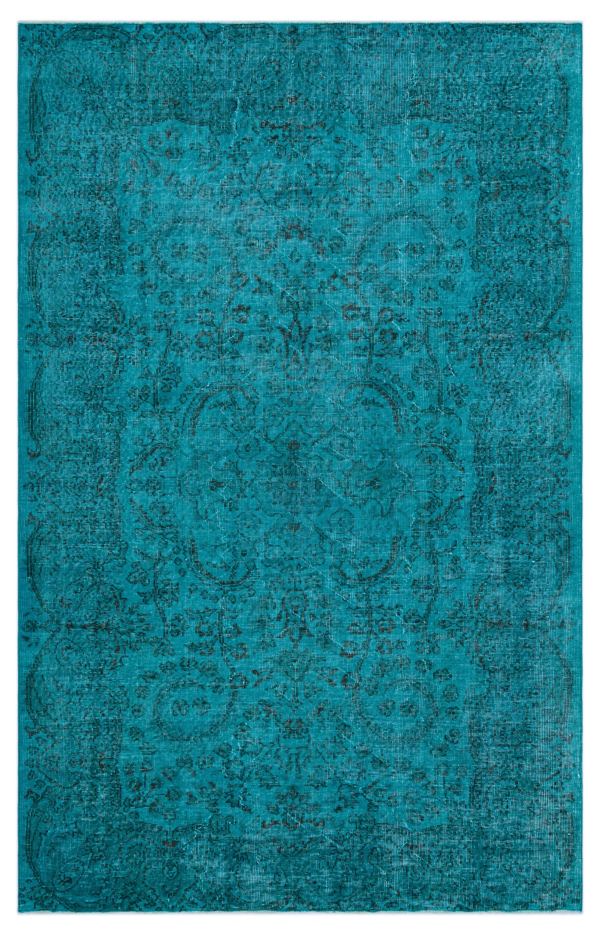 Turquoise  Over Dyed Vintage Rug 5&#39;9&#39;&#39; x 9&#39;2&#39;&#39; ft 174 x 279 cm