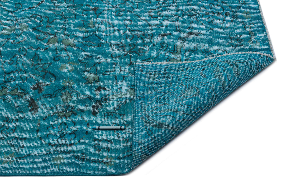 Turquoise  Over Dyed Vintage Rug 6&#39;4&#39;&#39; x 10&#39;2&#39;&#39; ft 194 x 309 cm