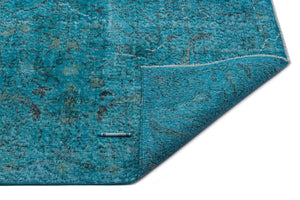 Turquoise  Over Dyed Vintage Rug 6'4'' x 10'2'' ft 194 x 309 cm