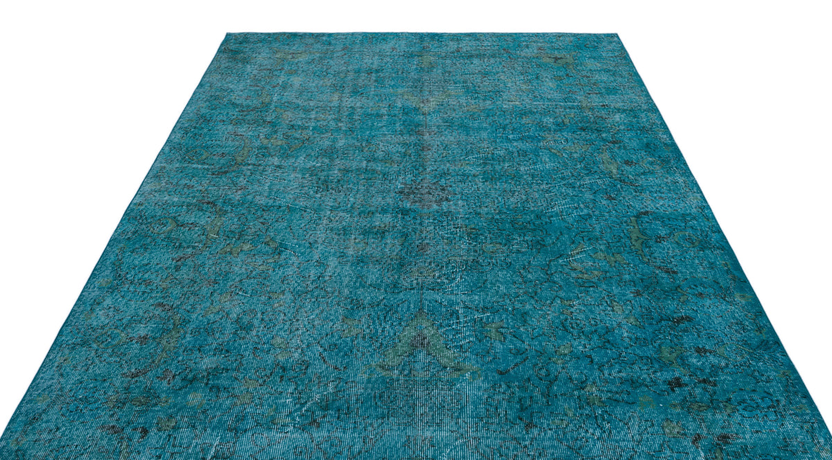 Turquoise  Over Dyed Vintage Rug 6&#39;4&#39;&#39; x 10&#39;2&#39;&#39; ft 194 x 309 cm