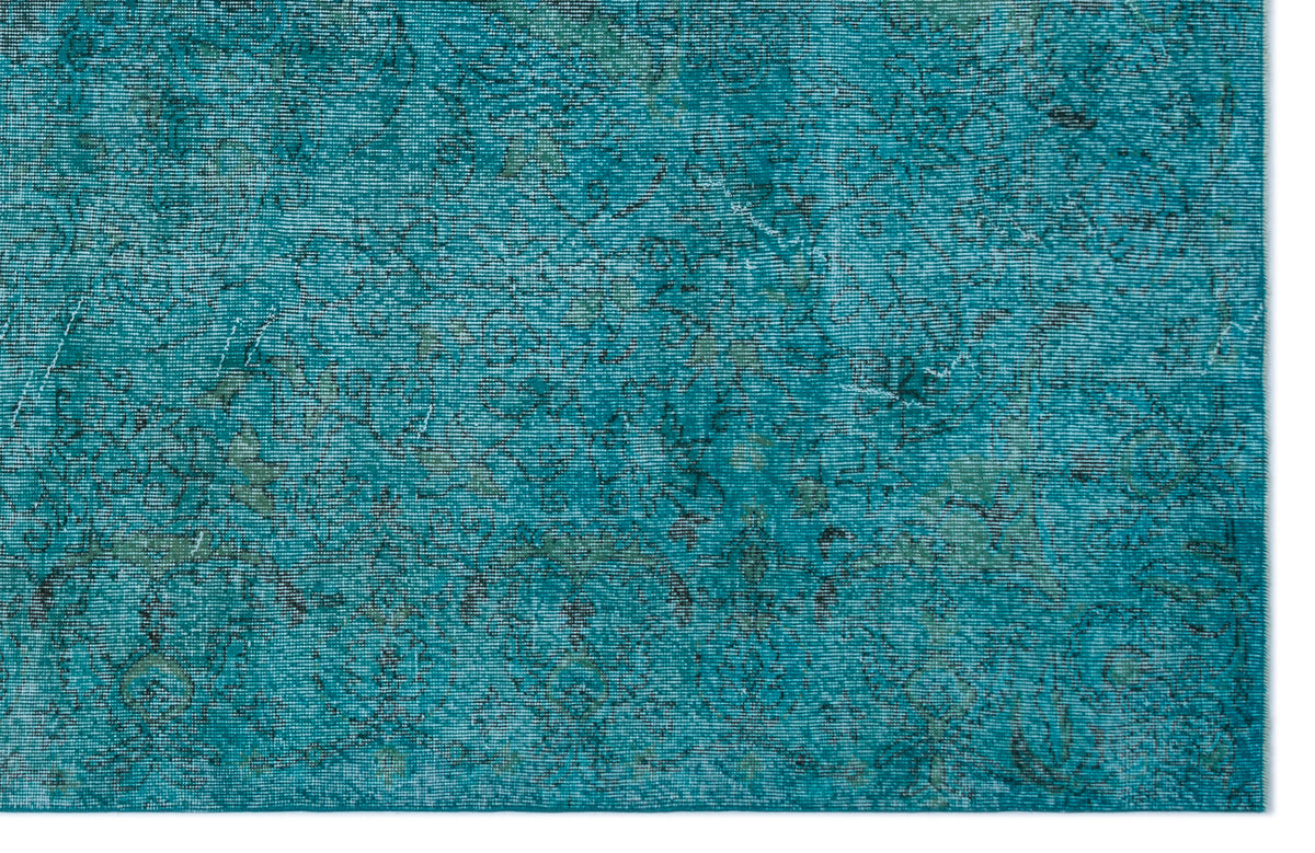 Turquoise  Over Dyed Vintage Rug 6&#39;4&#39;&#39; x 10&#39;2&#39;&#39; ft 194 x 309 cm