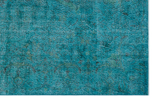 Turquoise  Over Dyed Vintage Rug 6'4'' x 10'2'' ft 194 x 309 cm