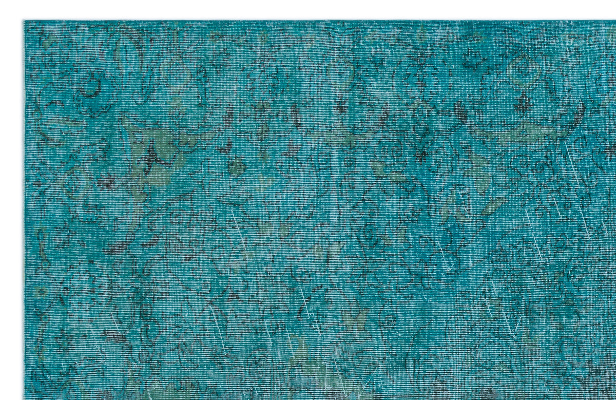 Turquoise  Over Dyed Vintage Rug 6&#39;4&#39;&#39; x 10&#39;2&#39;&#39; ft 194 x 309 cm