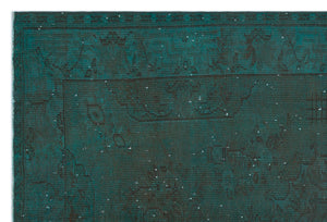 Turquoise  Over Dyed Vintage Rug 6'1'' x 9'0'' ft 186 x 275 cm