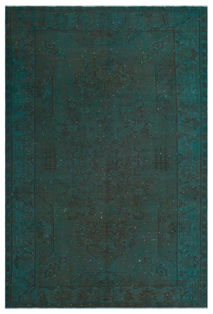 Turquoise  Over Dyed Vintage Rug 6'1'' x 9'0'' ft 186 x 275 cm