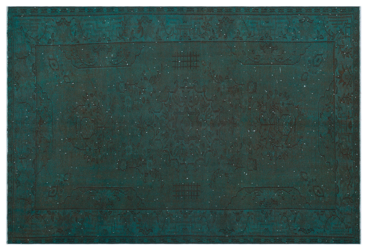 Turquoise  Over Dyed Vintage Rug 6&#39;1&#39;&#39; x 9&#39;0&#39;&#39; ft 186 x 275 cm