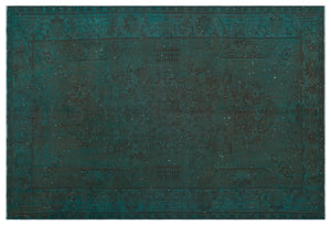 Turquoise  Over Dyed Vintage Rug 6'1'' x 9'0'' ft 186 x 275 cm