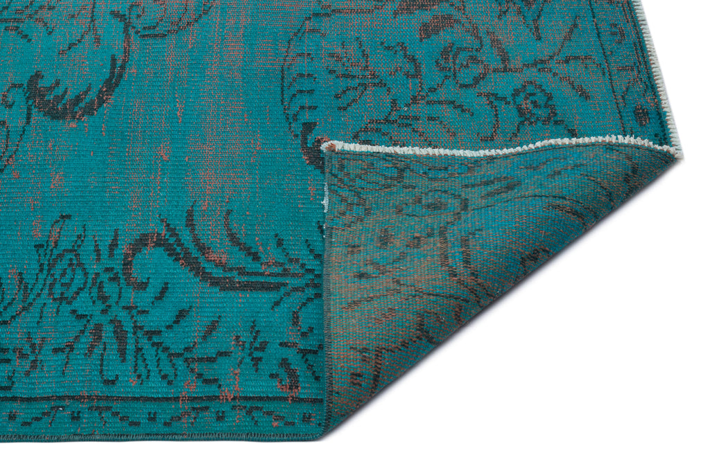 Turquoise  Over Dyed Vintage Rug 6'1'' x 9'5'' ft 185 x 287 cm