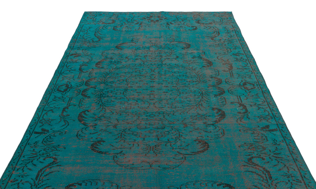 Turquoise  Over Dyed Vintage Rug 6'1'' x 9'5'' ft 185 x 287 cm