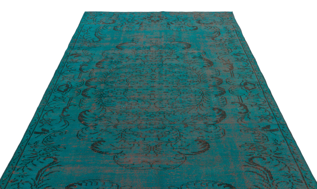 Turquoise  Over Dyed Vintage Rug 6&#39;1&#39;&#39; x 9&#39;5&#39;&#39; ft 185 x 287 cm