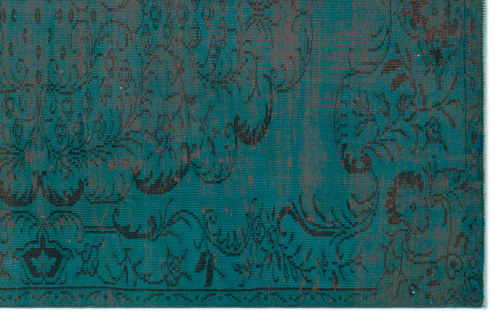Turquoise  Over Dyed Vintage Rug 6'1'' x 9'5'' ft 185 x 287 cm