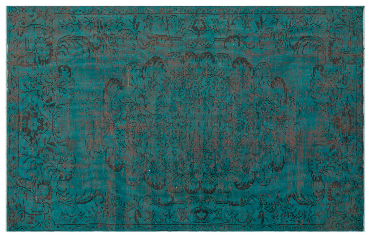 Turquoise  Over Dyed Vintage Rug 6&#39;1&#39;&#39; x 9&#39;5&#39;&#39; ft 185 x 287 cm