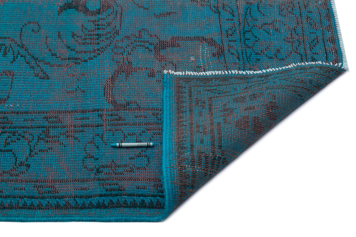 Turquoise  Over Dyed Vintage Rug 6&#39;5&#39;&#39; x 9&#39;7&#39;&#39; ft 195 x 291 cm