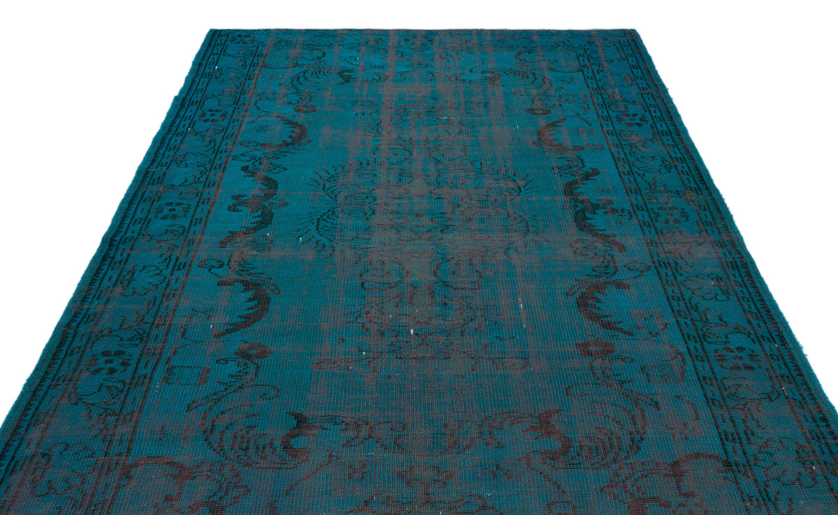 Turquoise  Over Dyed Vintage Rug 6&#39;5&#39;&#39; x 9&#39;7&#39;&#39; ft 195 x 291 cm
