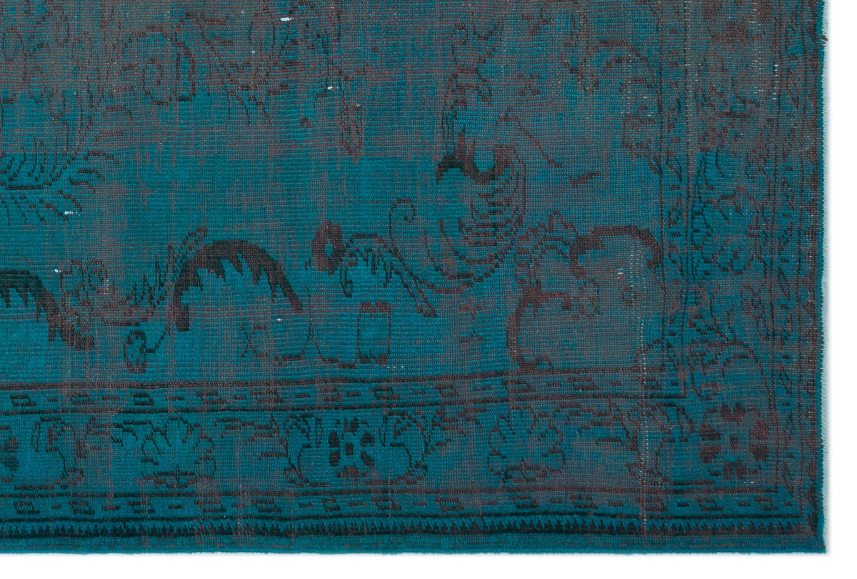 Turquoise  Over Dyed Vintage Rug 6&#39;5&#39;&#39; x 9&#39;7&#39;&#39; ft 195 x 291 cm